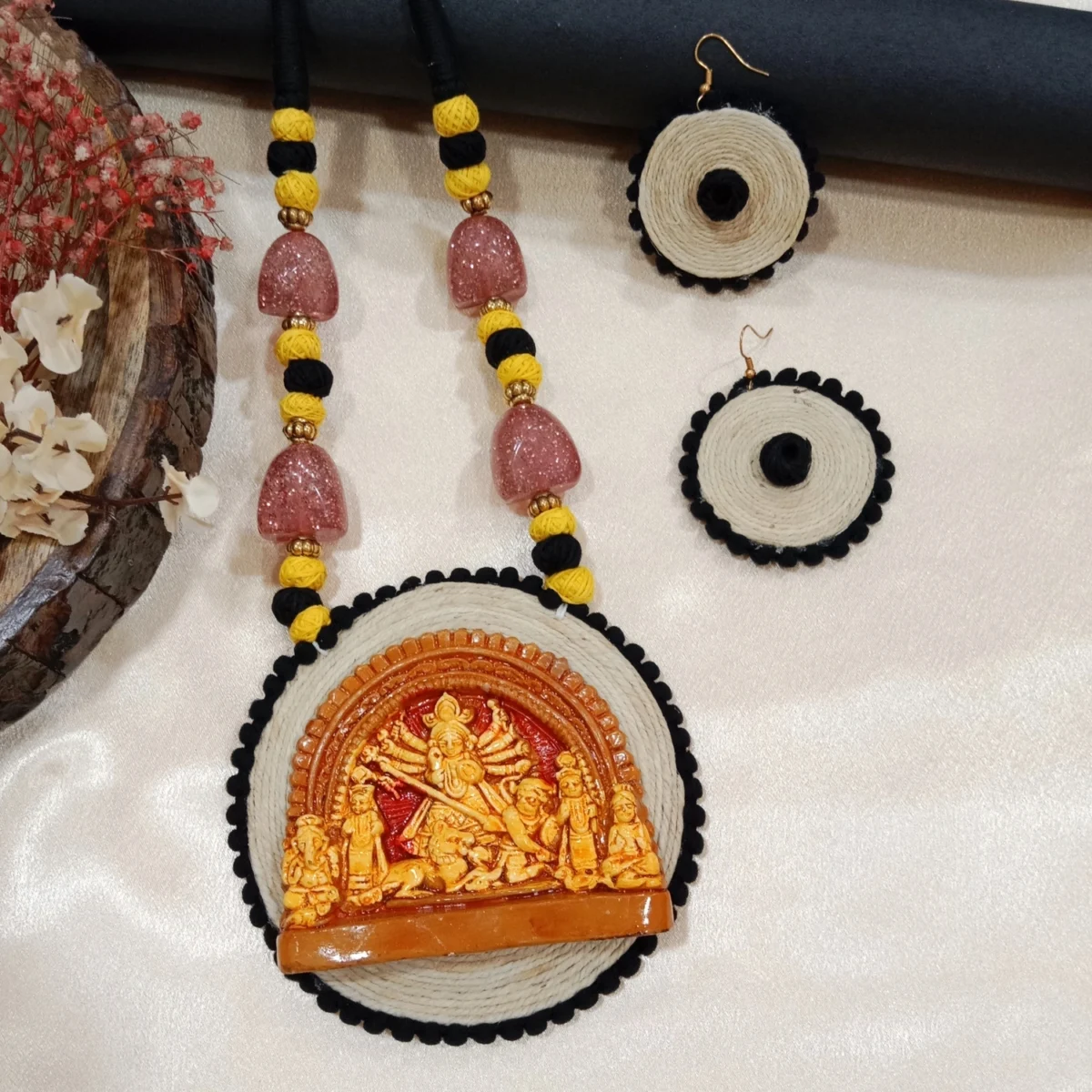 Handcrafted Maa Durga Terracotta Necklace Set