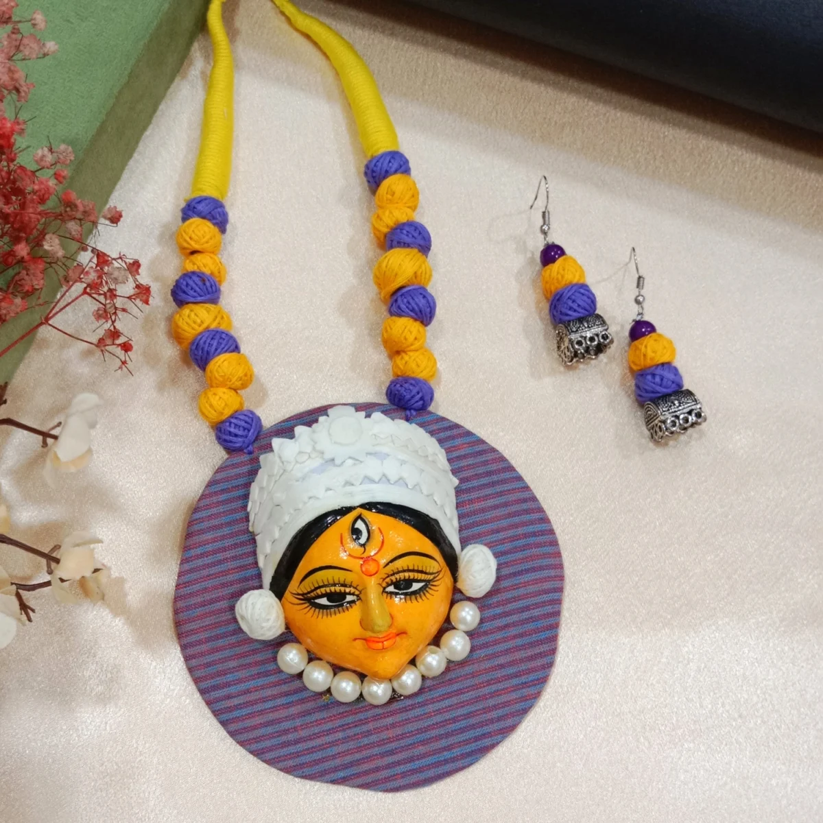 Terracotta Handcrafted Maa Durga Necklace Set