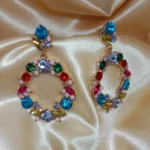 Multi Swarovski Stone Circle Dangler Earring