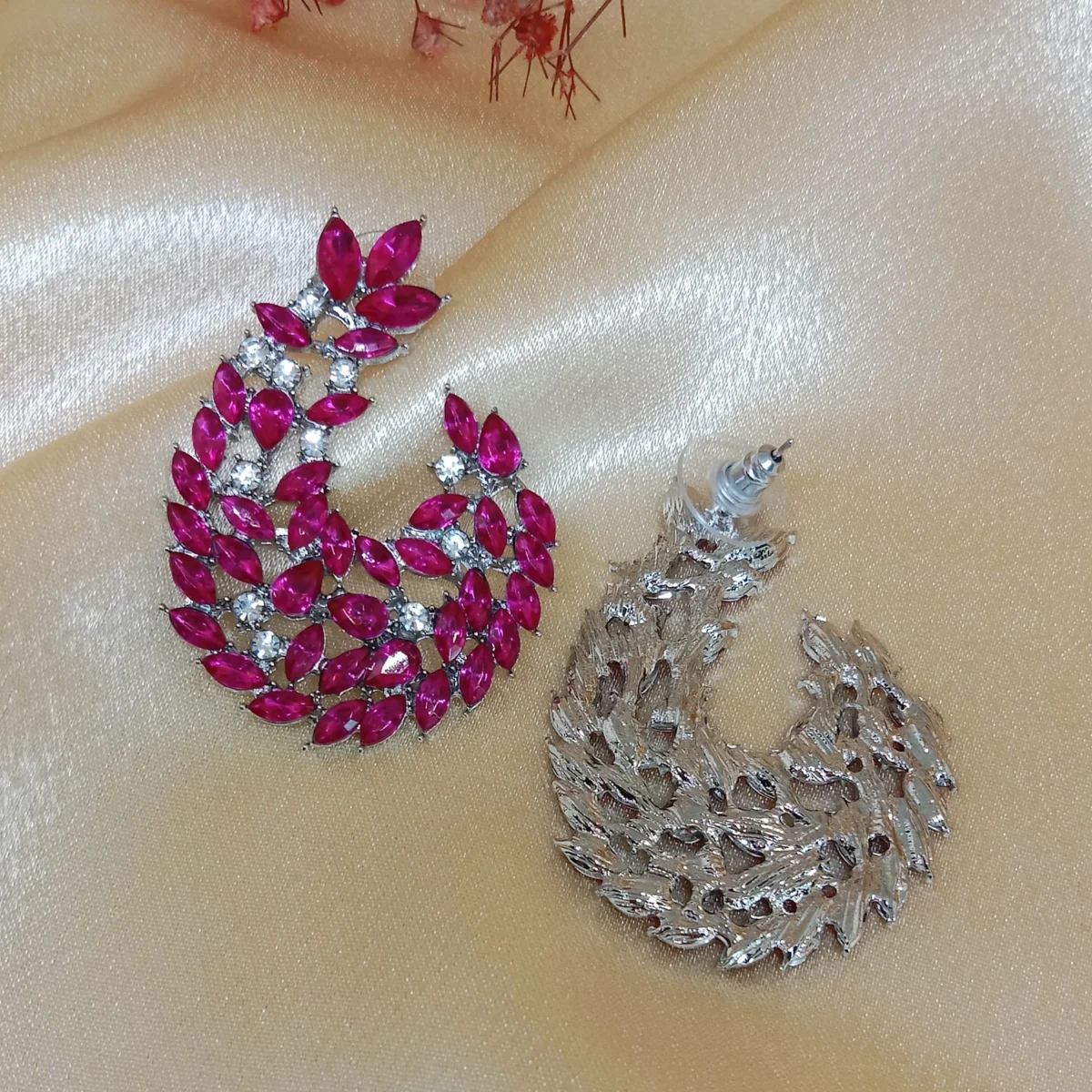 Hot Pink Stone Studded Earring