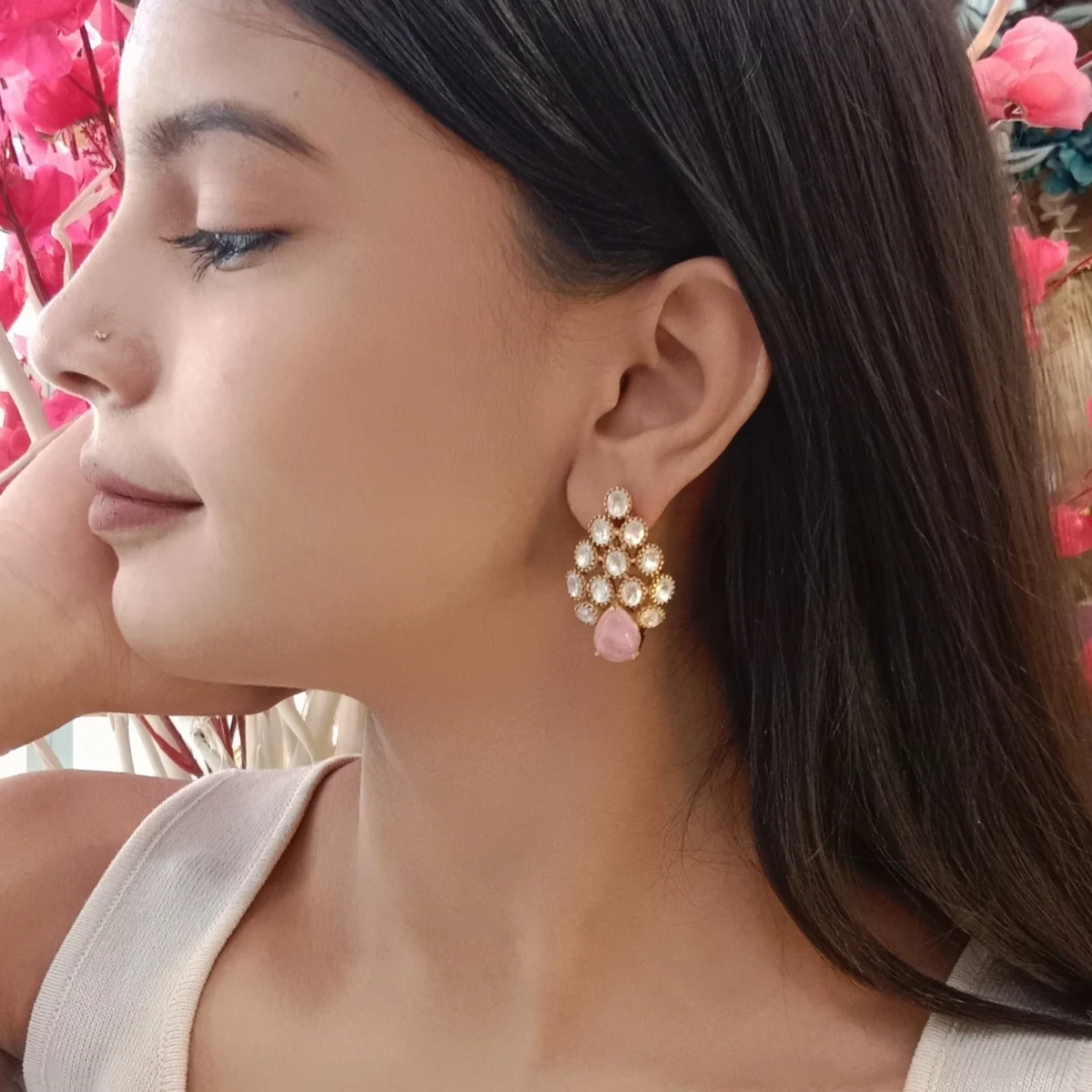 Label DG Bridal Kundan Stud Earring