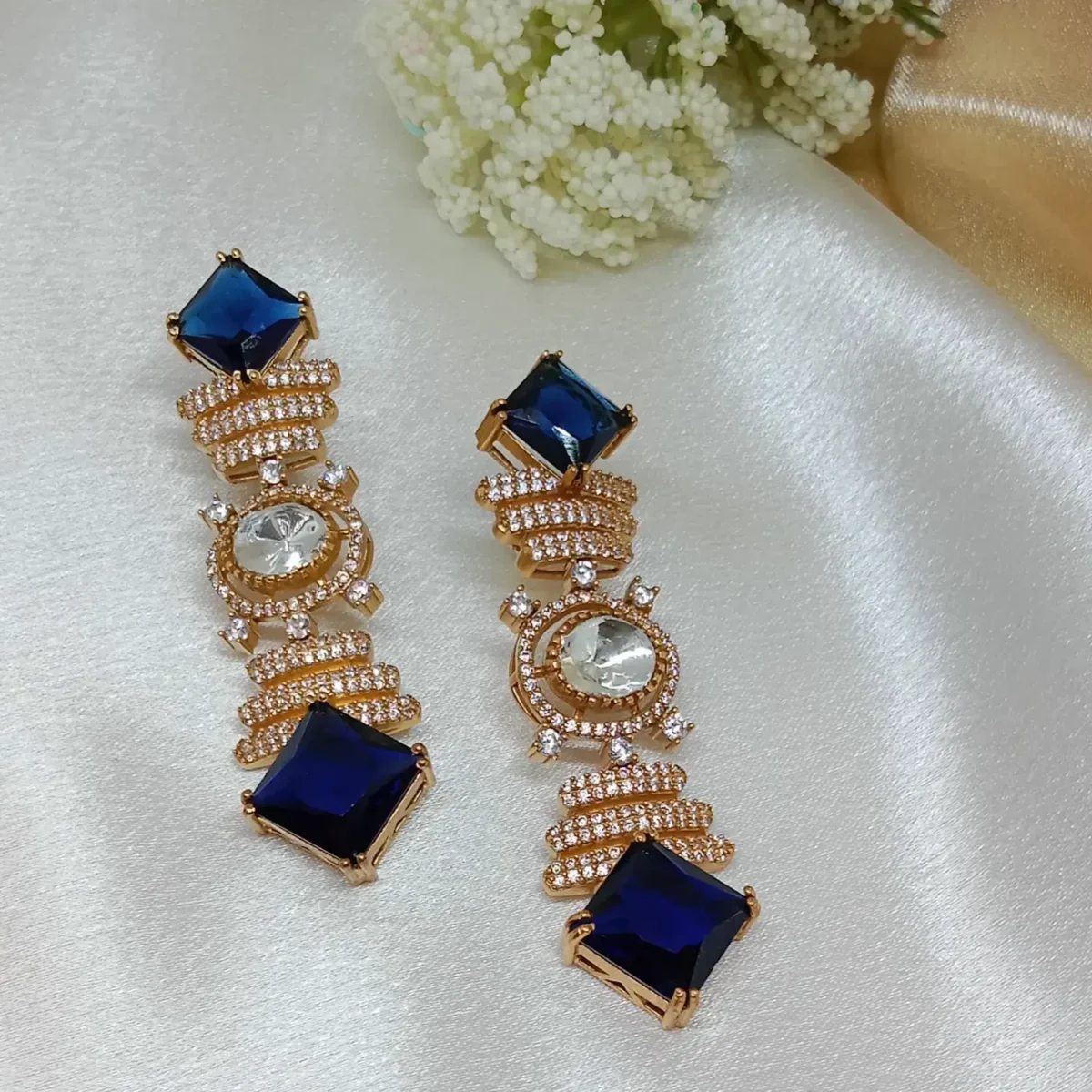 Ruby and Onyx Elegant Kundan Earrings