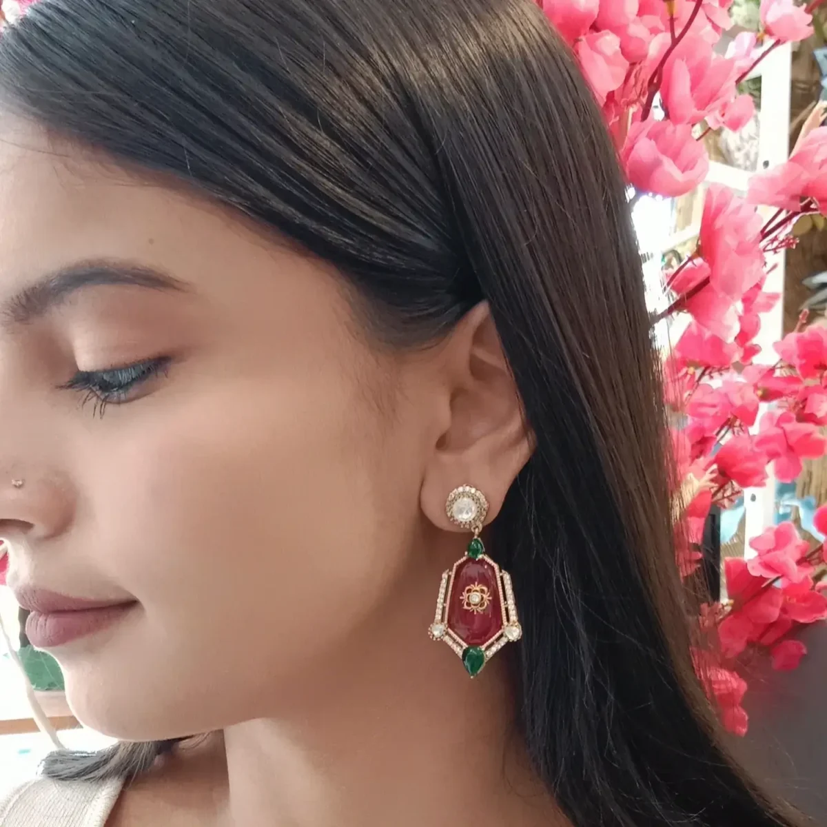 Luxe Kundan Ruby Earring