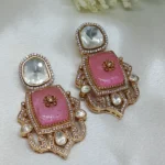 Exquisite Pink Kundan Earrings for Women