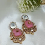 Exquisite Pink Kundan Earrings for Women
