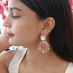 Exquisite Pink Kundan Earrings for Women