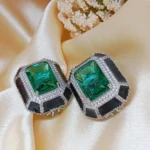 Regal Emerald Green Statement Stud Earrings