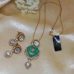 Mehar Green Kundan Pendant Necklace Set