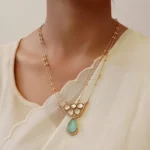 Aarzooi Mint Drop Kundan Necklace Set