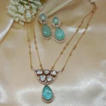 Aarzooi Mint Drop Kundan Necklace Set