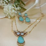 Aarzooi Mint Drop Kundan Necklace Set