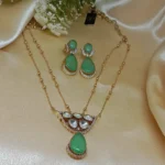 Aarzooi Mint Drop Kundan Necklace Set