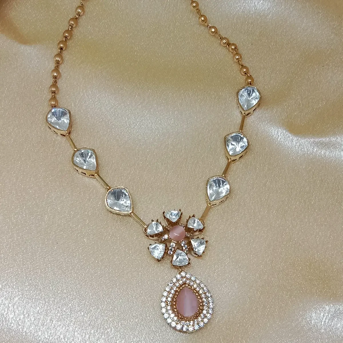 Gulnaar Blush Pink Kundan Necklace Set