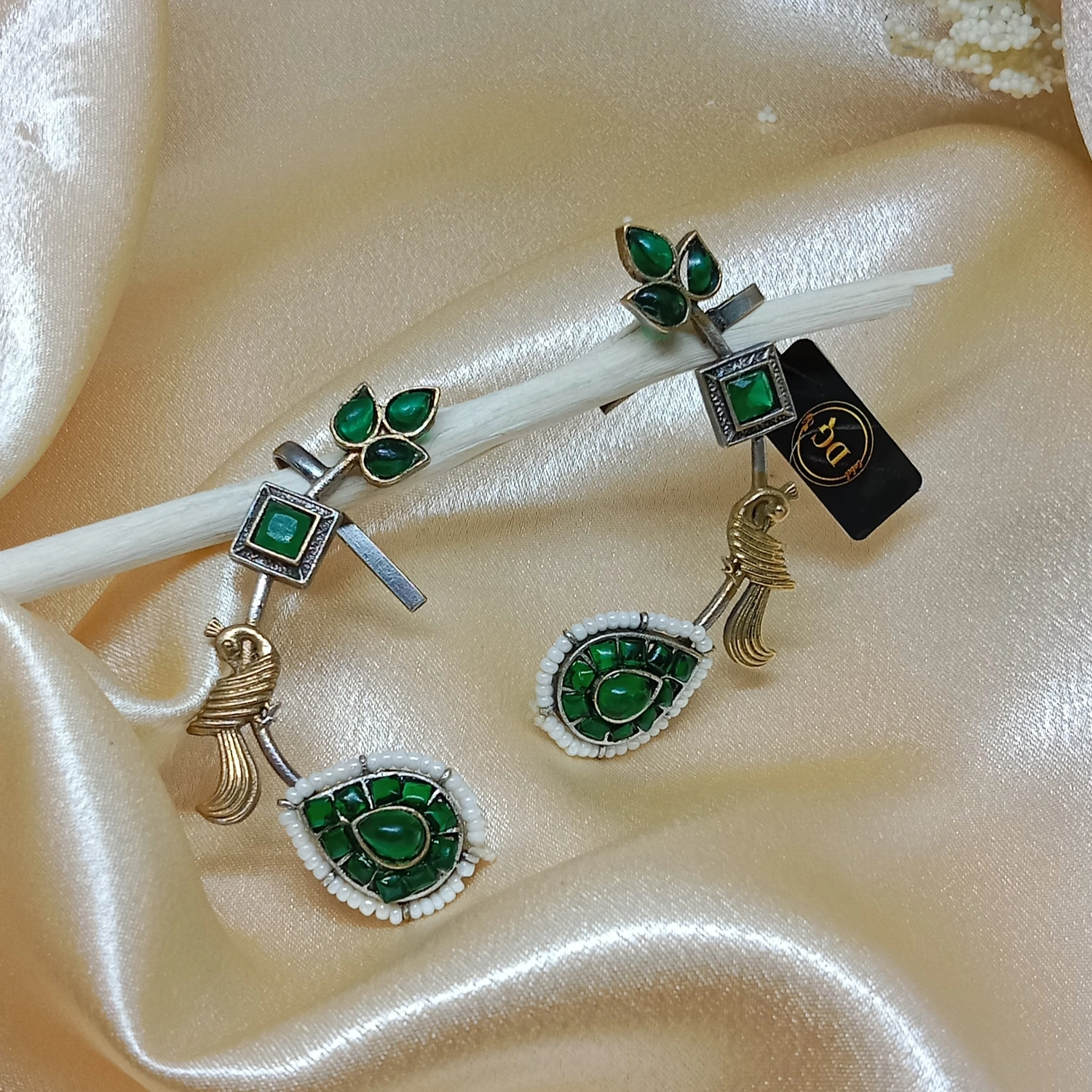 ERDG175 Emerald Elegance Dual-tone Statement Earring – The Label DG