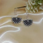 Radiant Bloom Oxidized Silver Half-Sun Earrings – The Label DG