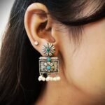 Antique Silver-Plated Floral Earrings -Pearl Drops