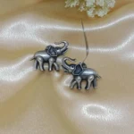 Handcrafted Oxidized Silver Elephant Earrings – Boho Tribal Jewelry for Women