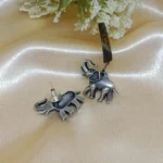 Handcrafted Oxidized Silver Elephant Earrings – Boho Tribal Jewelry for Women